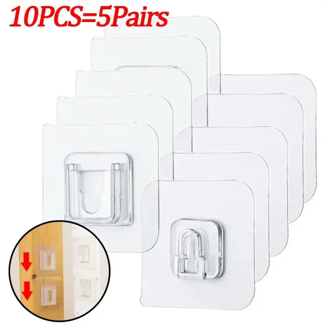 Double-Sided Adhesive Wall Hooks Hanger Strong Transparent Suction Cup Sucker Hooks Kitchen Bathroom Storage Plug Socket Holders