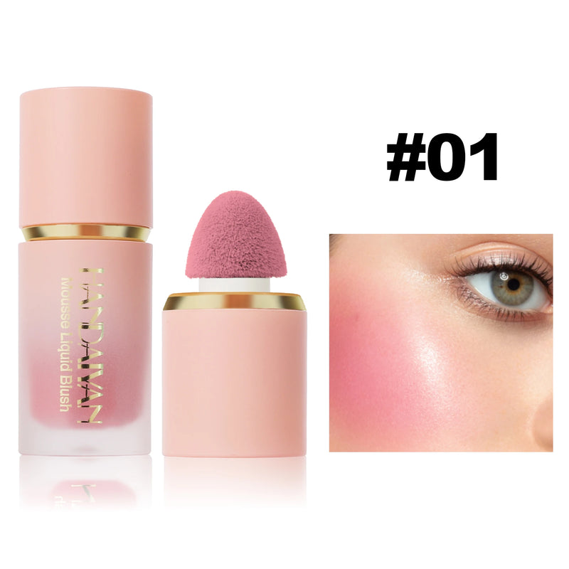 HANDAIYAN 6 Colour Matte Liquid BlushEasy to apply long lasting waterproof blush sponge brush head
