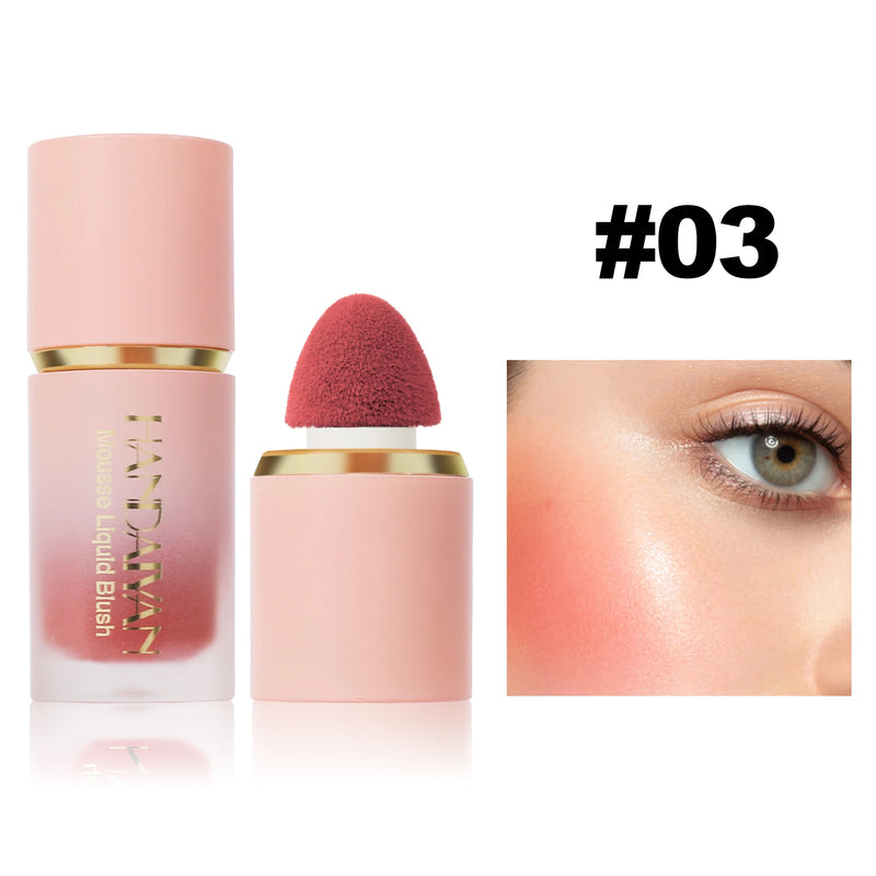 HANDAIYAN 6 Colour Matte Liquid BlushEasy to apply long lasting waterproof blush sponge brush head